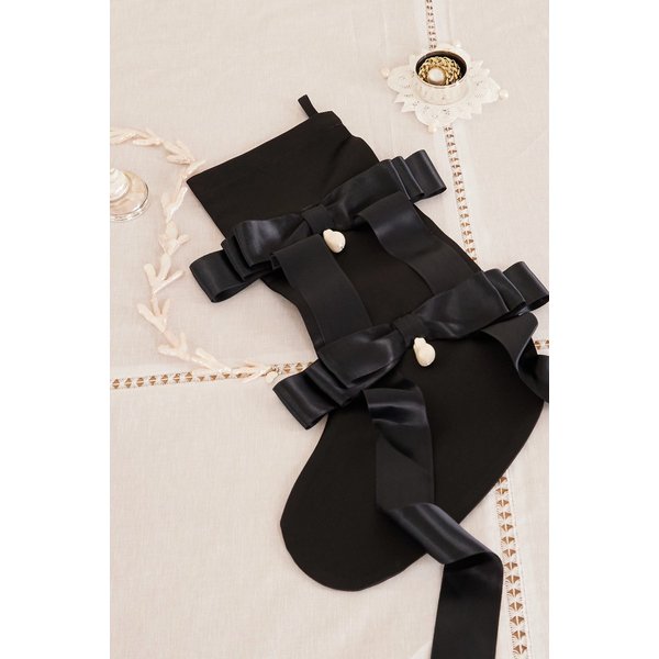 고하 월드 리본과 인조 진주 장식 새틴 홀리데이 스타킹 46376663163028063