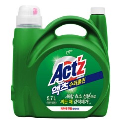 액츠 대용량 액체세제 슈퍼클린 찌든때전용 5.7L 드럼겸용