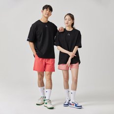 특양면 숏 슬리브 운동복 오버핏 반팔 티셔츠 블랙 COTTON SHORT SLEEVE T-SHIRT BLACK