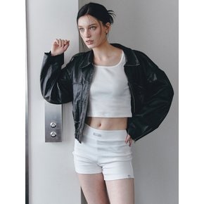 WASHING ECO LEATHER JUMPER [BLACK]