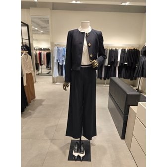 지고트 [파주점] 세트 논칼라 크롭 재킷 + 와이드 라인 팬츠 JP9A0JK331,JP9A0SL331