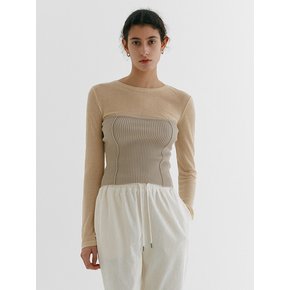 COTTON TUBE TOP KNIT_BEIGE