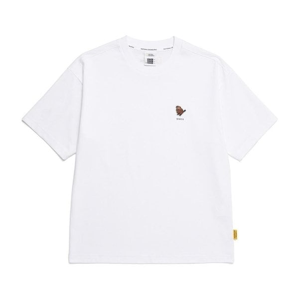 [여주점] N252UTS030 동물 와펜 세미오버핏 반팔 티셔츠 WHITE