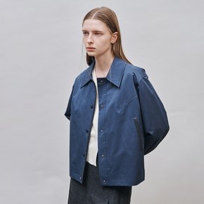 Leather Combo Blouson_NAVY