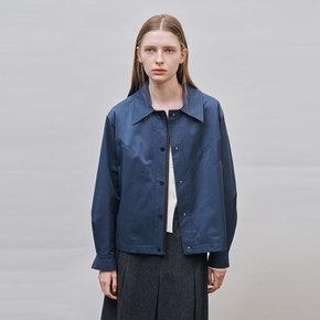 Leather Combo Blouson_NAVY