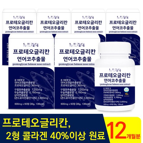 뉴프레이 프로테오글리칸 연어코추출물 콘드로이친 600mg X 360정 12개월분