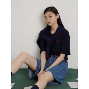[26SS 시즌오프 30%][B. my] 부클 T칼라 니트 풀오버  네이비 (BF6451N01R)