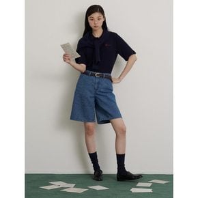 [26SS 시즌오프 30%][B. my] 부클 T칼라 니트 풀오버  네이비 (BF6451N01R)