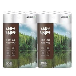 미래생활 나무야나무야 도톰한3겹 깨끗한 무향 27M 30롤 2팩r (S42518153)