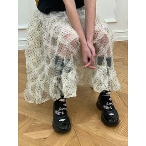 Polka dot frill skirt / Champagne