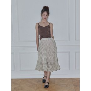 Polka dot frill skirt / Champagne