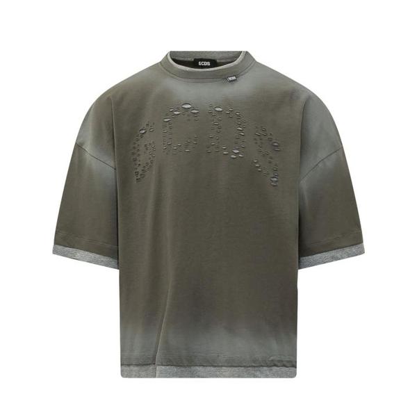 확대된 대표 지씨디에스 반팔 티셔츠 C2MBQC071J079 873I OLIVE NIGHT GREY