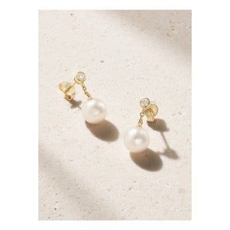 MIKIMOTO 미키모토 18k 골드 진주 다이아몬드 이어링 화이트 1647597327499540