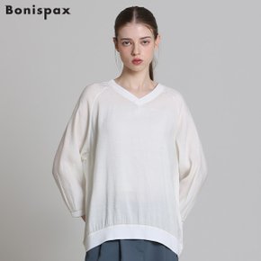 [보니스팍스(Bonispax)] 브이넥 밑단밴딩 블라우스 (택가격: 119000원)