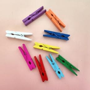 나무집게 우드 사진클립 10P mix 랜덤컬러 4.5cm