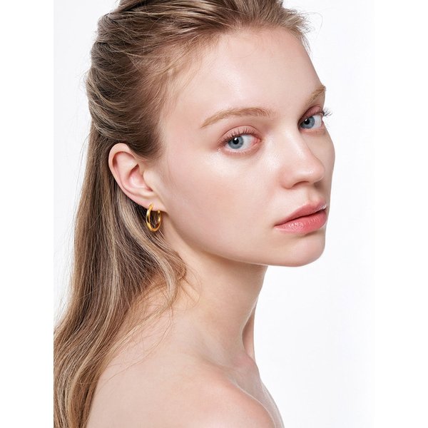 (실버925)3mm Hollow Round Hoop Earrings - L