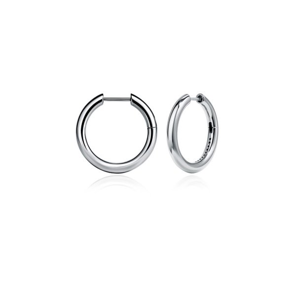 (실버925)3mm Hollow Round Hoop Earrings - L