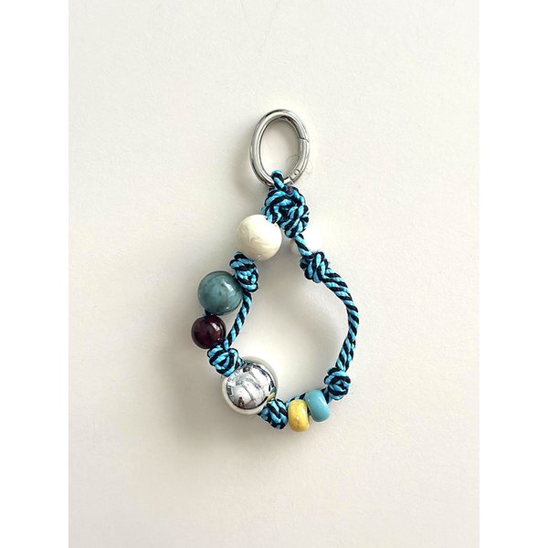 blue stripe beads & knot keyring
