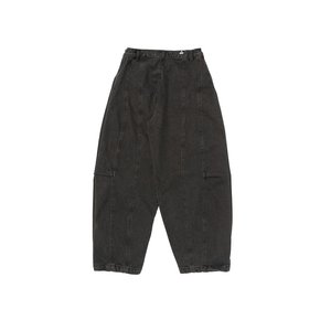 CURVED LINE WASHING DENIM PANTS (BLACK)