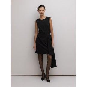 Asymmetry hem point little black dress