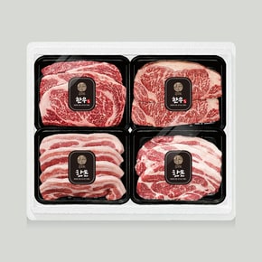한우 한돈 설 선물세트 4호 등심·채끝·삼겹살·목살 총량1.6kg