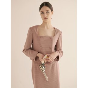 DEEP SQUARE NECK JACKET - PINK