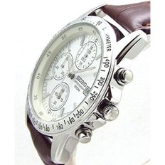 SEIKO 크로노그래프 손목시계 가죽 벨트 화이트 딥브라운 SND363P1-DB