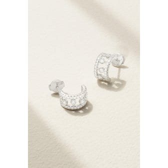 DE BEERS 드비어스 듀드롭 18k 화이트 골드 다이아몬드 후프 이어링 1647597310322378
