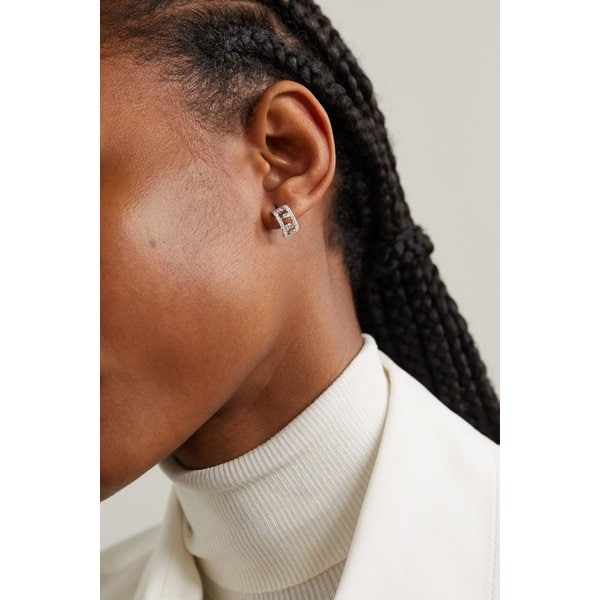 드비어스 듀드롭 18k 화이트 골드 다이아몬드 후프 이어링 1647597310322378