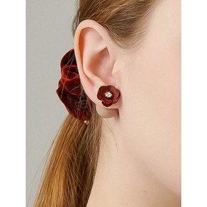 Burgundy Flower Frontback Earring Ie377
