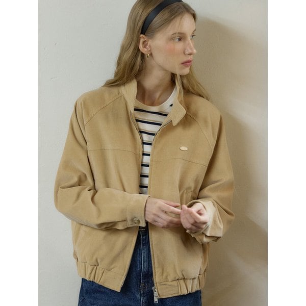 Corduroy Button Point Blouson Jacket - Beige