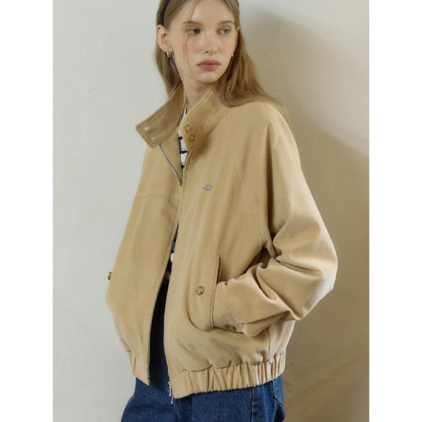 Corduroy Button Point Blouson Jacket - Beige