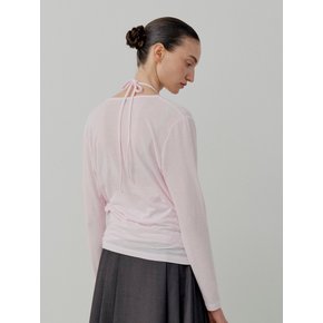[Set-Up] Soft Tencel Halter Layered T-Shirt - Pink