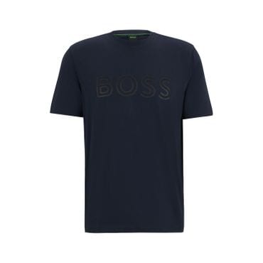 BOSS [S25] 레귤러핏 로고 아트워크 코튼 저지 티셔츠 다크 블루(50519358402)