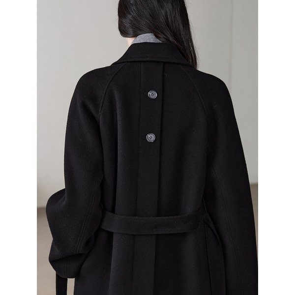 Belted Single Long Coat  Black (KE5X30M035)