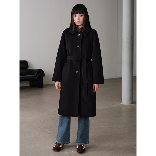 Belted Single Long Coat  Black (KE5X30M035)