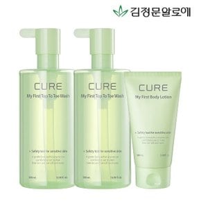 [김정문알로에] 큐어 탑투토워시 500ml 2개+바디로션 100ml 1개