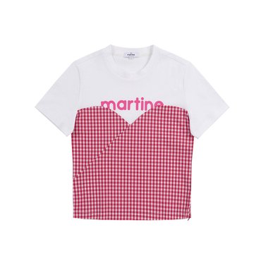 MARTINE GOLF [정상가 198000원]여성 깅엄체크 크롭 티셔츠 레드 (Q0C120776)