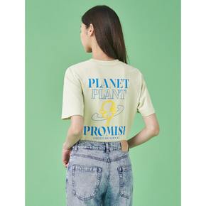 [Green BP] 플라워 모티브 레터링 프린트 티셔츠  라이트 그린 (BF3342N01L)