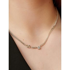 Cross & Curve Chain Silver Necklace In479 [Silver]