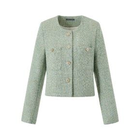 앤틱 금장 버튼 라운드 노카라 트위드 자켓 EC1JK001D_P415195326