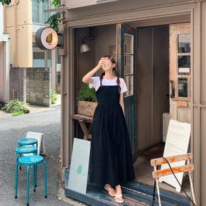 웨이드 끈 나시 뷔스티에 롱 원피스 2color _P345272665