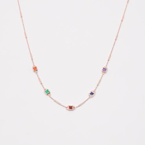 925Silver 다색 원석 목걸이 OPAE8744(1)