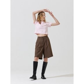 Taz two pintuck bermuda pants - brown