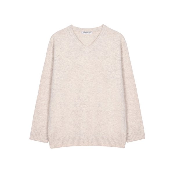 [ESSENTIAL] CLASSICAL SOFT V SWEATER_PEACH BEIGE