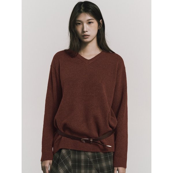 [ESSENTIAL] CLASSICAL SOFT V SWEATER_PEACH BEIGE