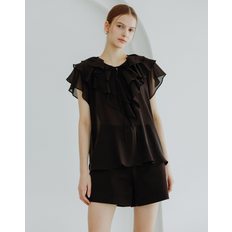 프릴 블라우스 블랙 FRILL BLOUSE BLACK