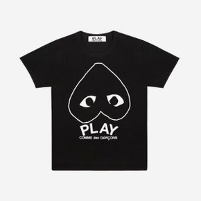 Play COMME DES GARCONS 꼼데가르송 플레이 인버티드 하트 로고 티셔츠 블랙 Inverted Heart Log