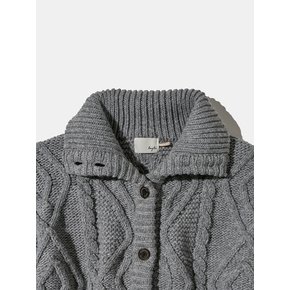 Turtleneck Two Buttons Cardigan C8 Dark gray Melange