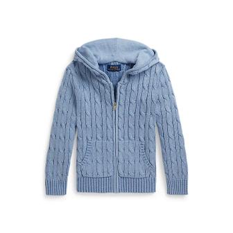 폴로 랄프 로렌 폴로 키즈 남아 2-7세 케이블 코튼 후드 풀 지퍼 스웨터(CWPOSWEB6820710400)